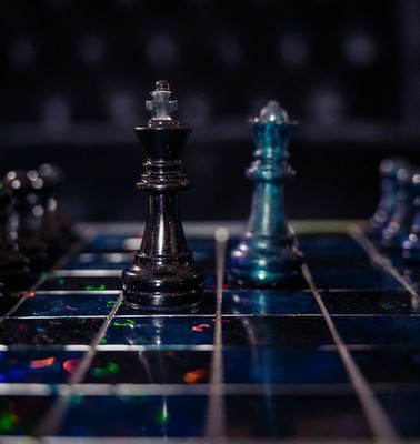 Handmade Resin Chess Set 11''x11'' Blue Black Holographic Board w/ Pieces