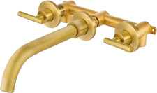 Antique Brass Wall-Mounted 3-Hole Dual Handle Bathroom Faucet with 360 Swivel Sp