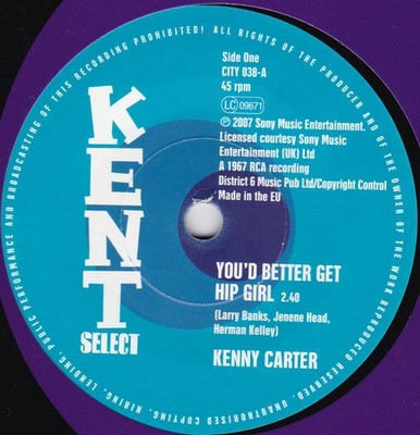 Kenny Carter - You'd Better Get Hip Girl / My Life Is No Better, 7'', (Vinyl)