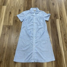 Vintage Sears Perma-Prest Gingham Button Front Shift Dress Made in USA, Size 10