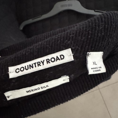 Country Road XL Black Merino Wool & Silk Short Sleeve Knit Jumper, Layer Top EC - Picture 5 of 8