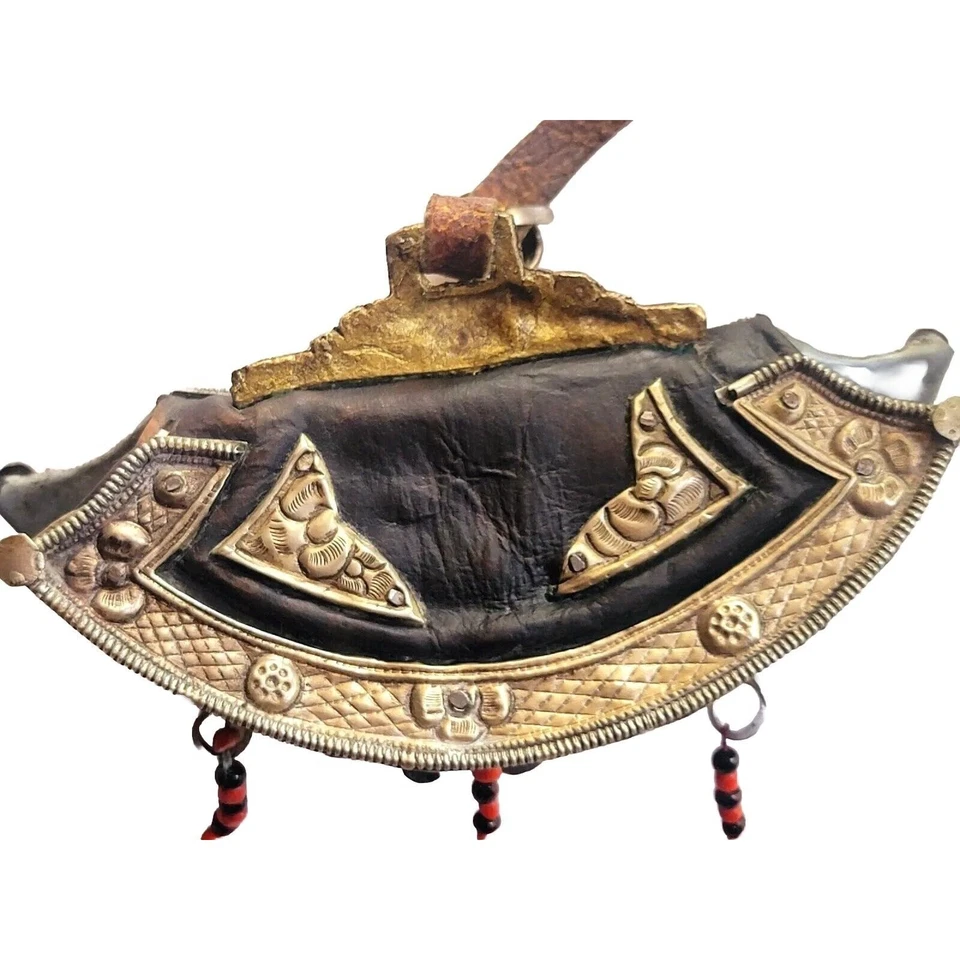 Antiguo Monedero Tibetano Fire Mecha Match Striker Cuero Pedernal con Coral Foto 4 de 4