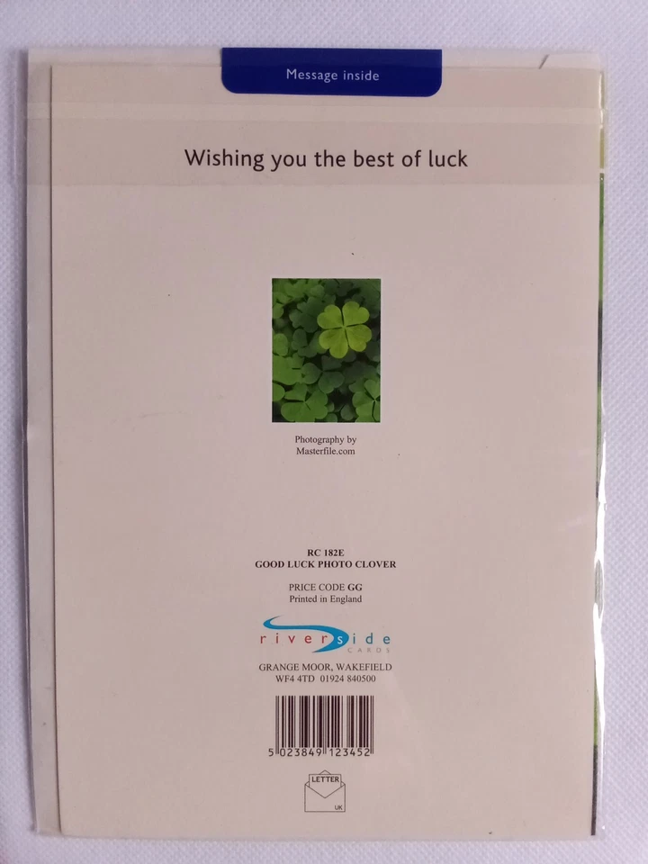 CARTE DE VOEUX BONNE CHANCE TRÈFLE / GREETING CARD GOOD LUCK CLOVER 🍀 - Photo 2/2