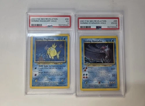 Neo Revelation Shining Gyarados Holo Card 65/64 PSA 4 & Shining Magikarp 66/64