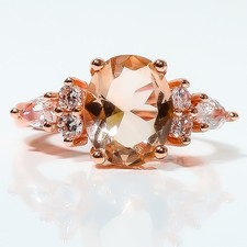 Morganite Quartz 925 Sterling Silver Rose Gold Plated Ring Adjst R6 3 R 