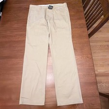NEW Eddie Bauer 36W 36L Legend Wash Khaki Flat Front Chino Pants 100% Cotton