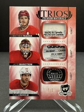 2021-22 UD The Cup Tkachuk Markstrom Lindholm Trios Premium Materials 1/2