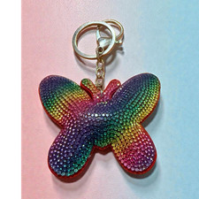 Multicolor Red Rhinestone Butterfly Key Chain Metal Charm Women's Accessory