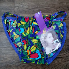New Vintage Jordache 100 Washable Silk String Parrot Bikini Panties Size 5