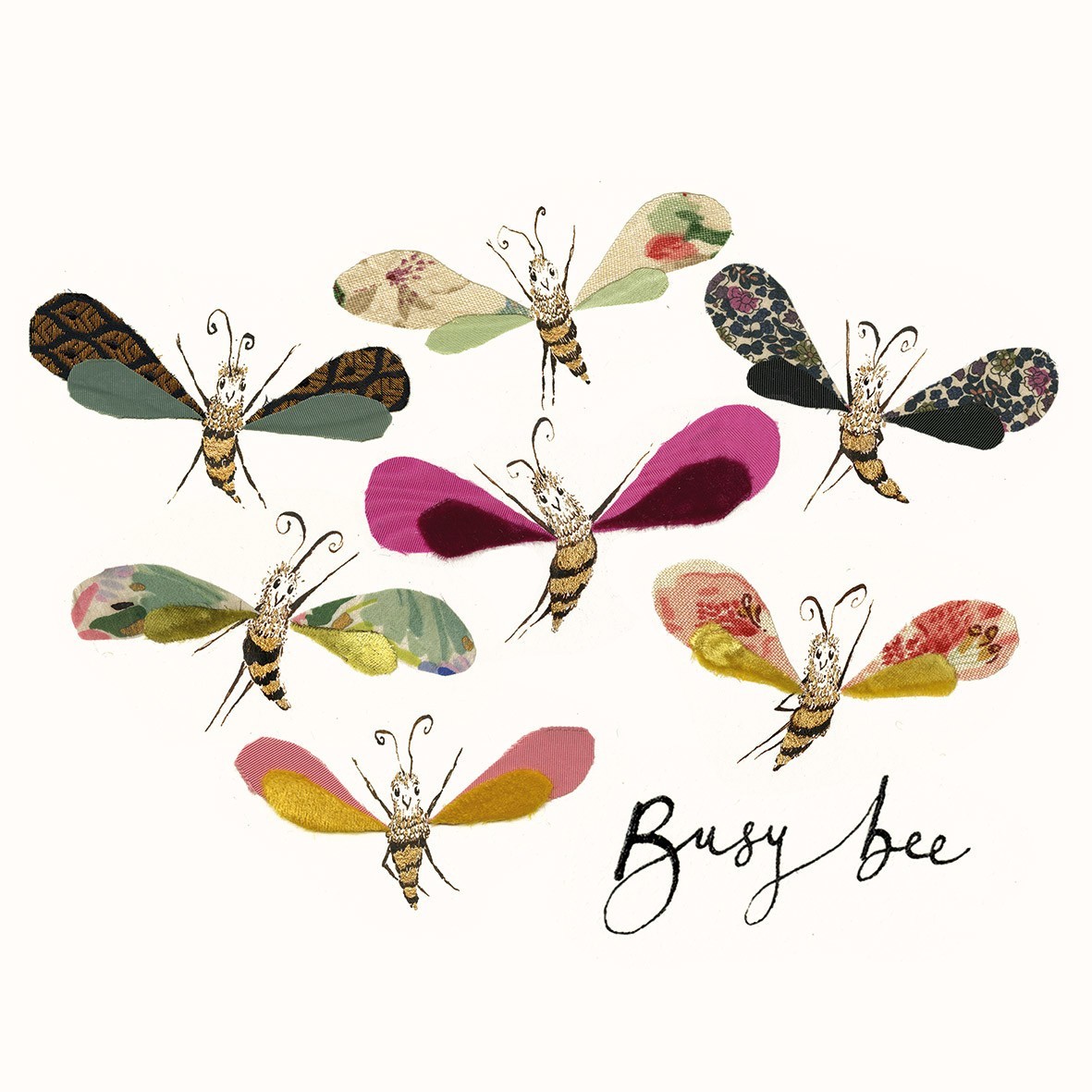 4 x Paper Napkins/33cm/3Ply/Decoupage/Insects/Assorted Bees with Colourful Wings