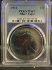 1994 1 oz Silver American Eagle (Brilliant Uncirculated) Blueberry Toner!!