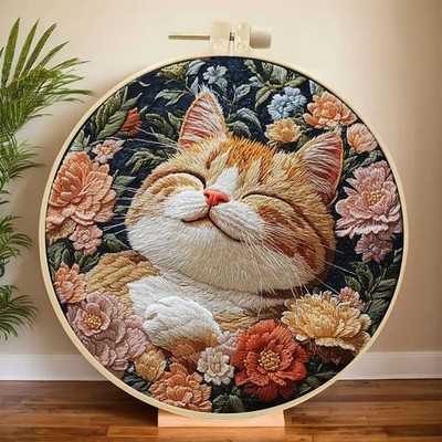 DIY Katze Stickset - Kreuzstich Reifen Set Handarbeit Handwerk Geschenk Wohndeko