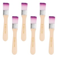 6 Pcs Pinselset FüR KüNstler, 14 Cm Nylonflachpinsel In Lila/Weiß