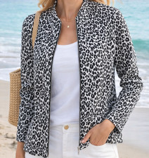 Harve Benard XL Leopard Zip Jacket Blazer Coastal Spring Career Casual Chic