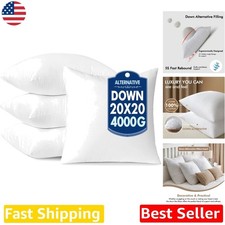Durable 20x20 Pillow Inserts, 4 Pack, Soft Down Alternative, 100 Cotton Cover