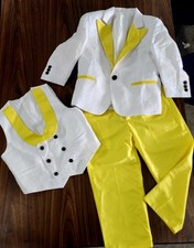 Boys 3 Piece Suit Size 6/ White  Yellow