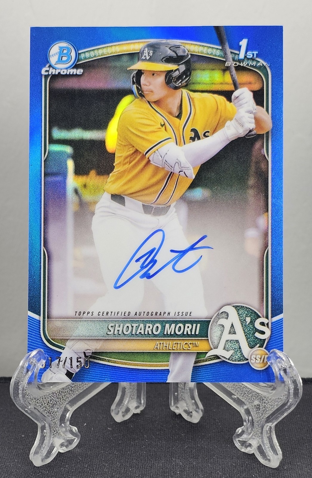 Shotaro Morii 2025 Bowman Chrome 1st TRUE BLUE REFRACTOR AUTO 17/150 CPA-SM