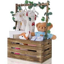 Snpwne Wooden Baby Shower Crate Closet, Baby Basket with Handle, Personalized Ba