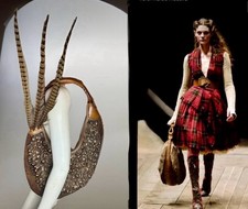 ALEXANDER McQUEEN FW 2006  The Widows Of Culloden RARE Pheasant Feather Hobo Bag