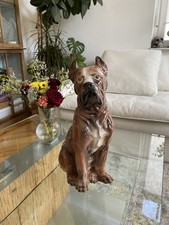 Porzellan Figur Porzellanfigur Hund sitzend Deutscher Boxer Cane Corso Bulldogge