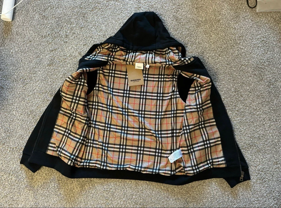 Sudadera con capucha Burberry Hove de malla vintage a cuadros con cremallera (M) Foto 3 de 4