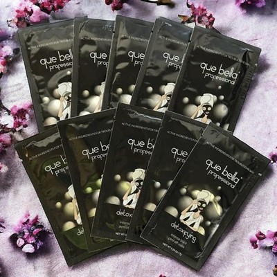 (10) Que Bella Professional Detoxifying Charcoal Mask 0.24 Oz Each Bundle LOT