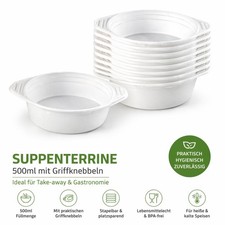 Suppenterrine 500ml mit Griffknebeln Weiß 10...