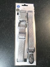 Plomb et collier pour chien BNWT, gris, 100 cm, nylon rembourré, clip coulissant en métal, taille L