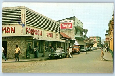 San Pedro Sula Honduras C.A. Postcard Commercial Street c1950's Vintage