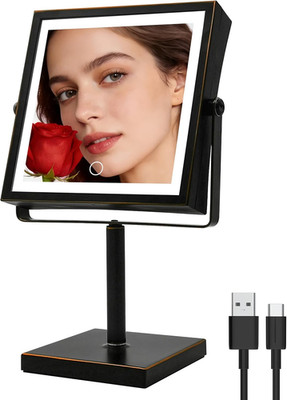 Illuminated Makeup Mirror with 10X Magnification & Adjustable Brightness