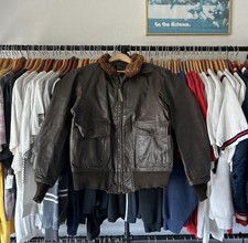 Vintage 60s U.S. Navy G-1 Leather Flight Jacket Men  s 42 Brown Bomber