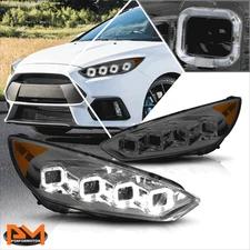 For 15-18 Focus Quad Sequential Square LED DRL Projector Headlights Smoked/Amber
