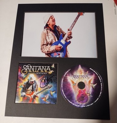 CARLOS SANTANA SIGNED SENTIENT CD GUITAR LIVE PHOTO FRAMED