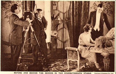 Fotodruck ''Before & Behind the Scenes in a Cinematograph Studio'' 1920s LONDON