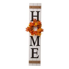 42" White Wooden Welcome Sign for Front Door - Farmhouse Porch Decor with 3 I...