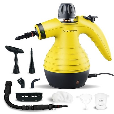 Comforday Handheld Steam Cleaner Yellow Portable 175mL w/ Accessories