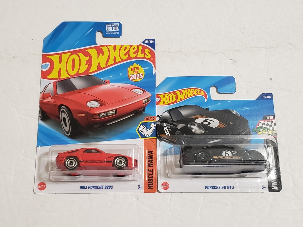LOT Hot Wheels NEW FOR 2025 1983 PORSCHE 928S Red + 911 GT3 Black