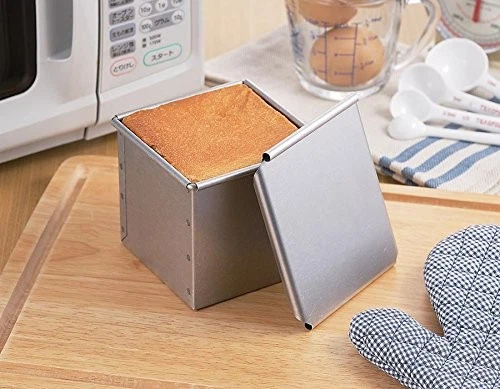 Molde cuadrado de acero 2380 tapa para pan bandeja para hornear plateada pequeña o grande hecha en Japón Foto 4 de 4