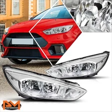 For 15-18 Ford Focus Gen3 Direct Bolt-On Headlight Chrome Housing Clear Corner