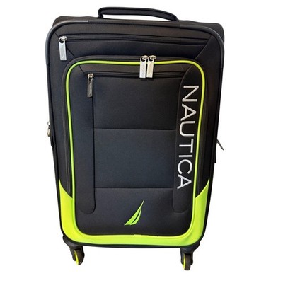 Nautica Envision 26 Inch Expandable Spinner Suitcase Black Neon Yellow NWT