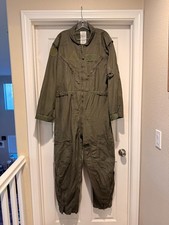 Vintage US Military CWU-27/P Flight Suit 46R Sage Green Flyers Coveralls