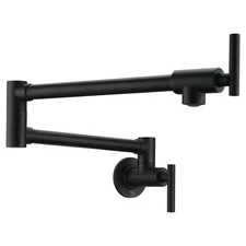 Anzzi KF-AZ258BKM Braccia 4 GPM Wall Mounted Double Handle Pot Filler, Matte Bla
