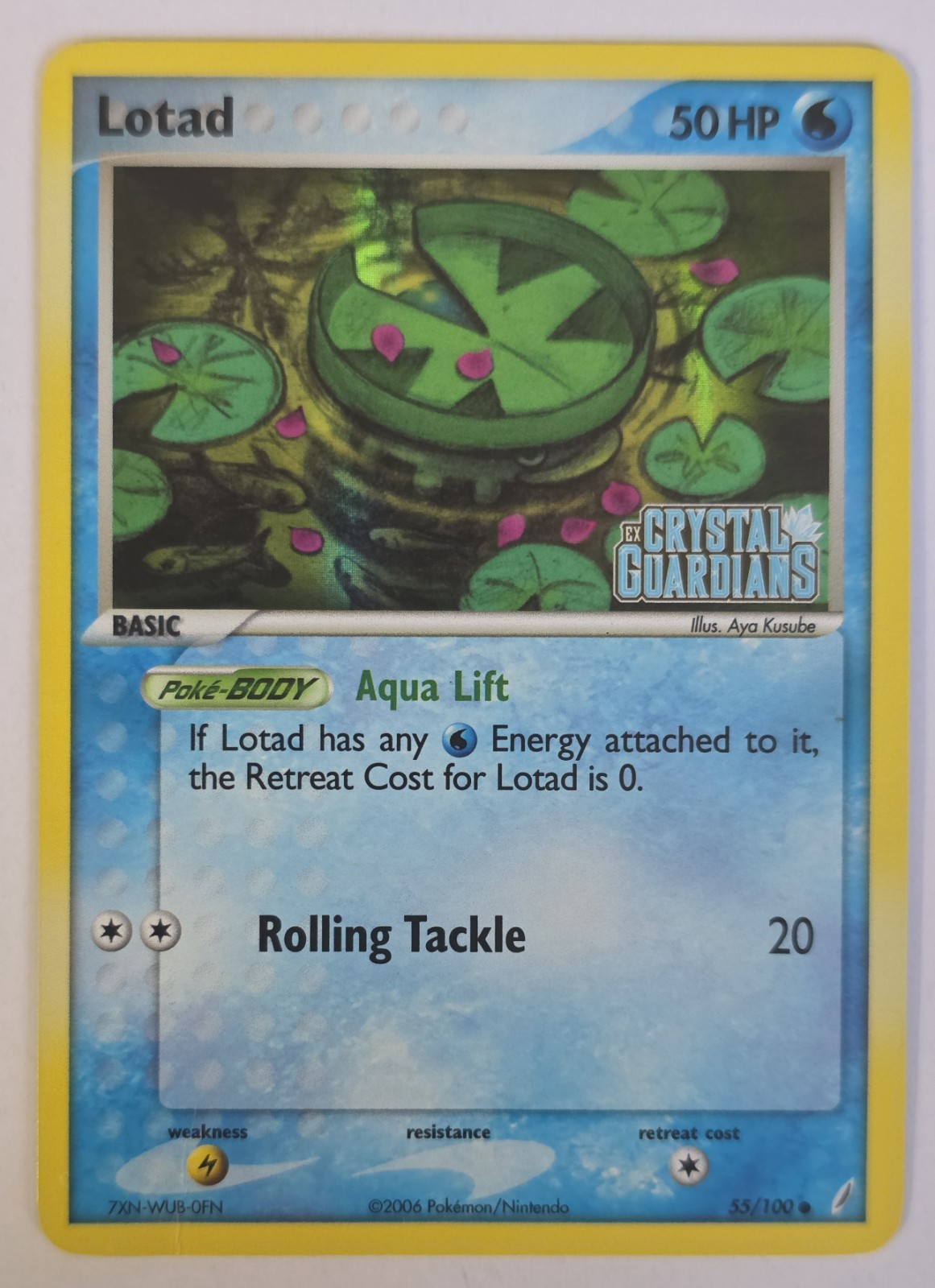 Pokemon Card - Lotad Crystal Guardians 55/100 Common Reverse Holo Stamped