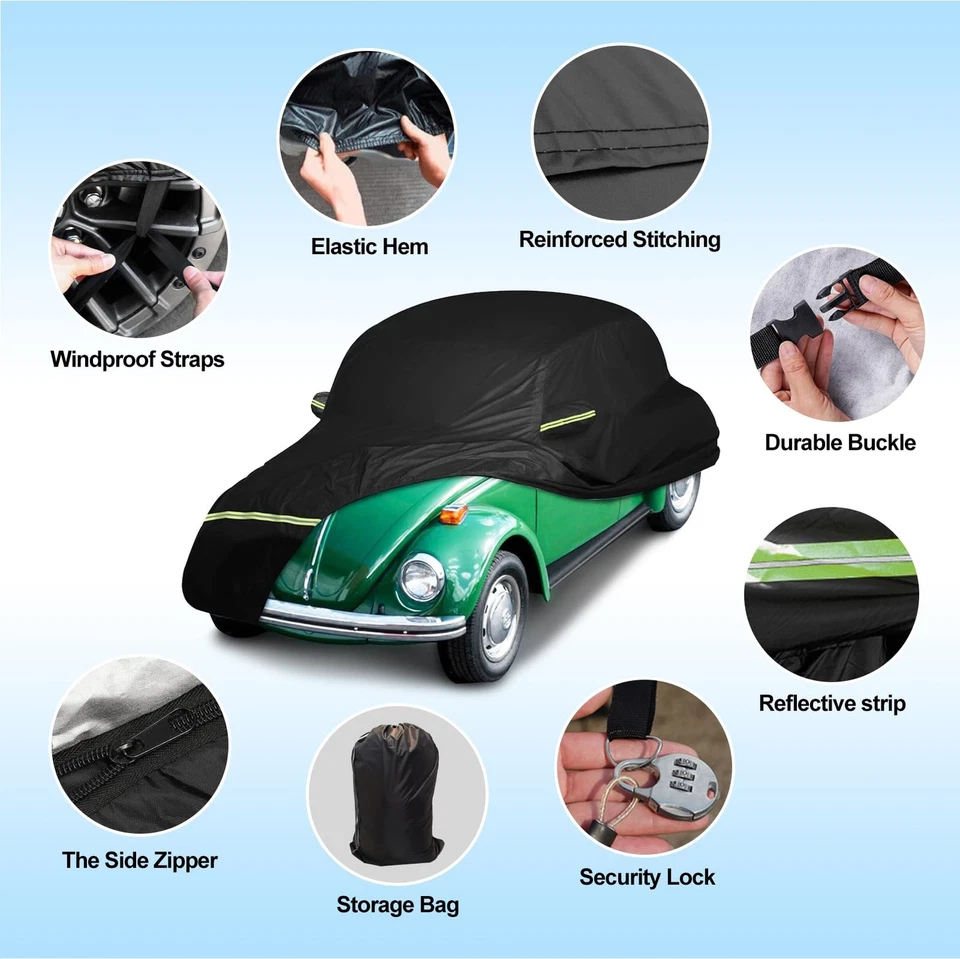 Classic Volkswagen Super Beetle 6 layer Car Cover Water Proof Rain Snow Sun Dust - Изображение 3 из 4