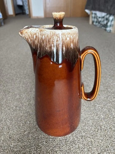 Vintage Hull Brown Drip 11” Coffee Pot With Lid