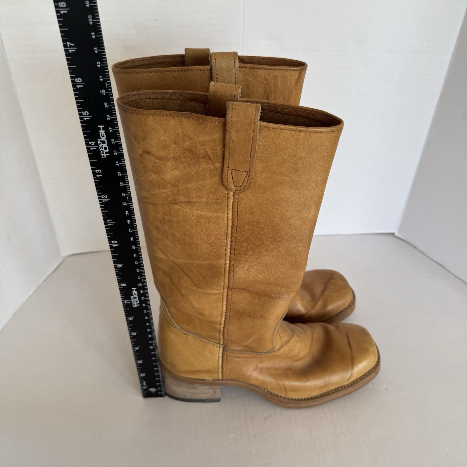 VTG Kinney Shoes Campus Style Boots Leather Camel Block Heel Men’s 11