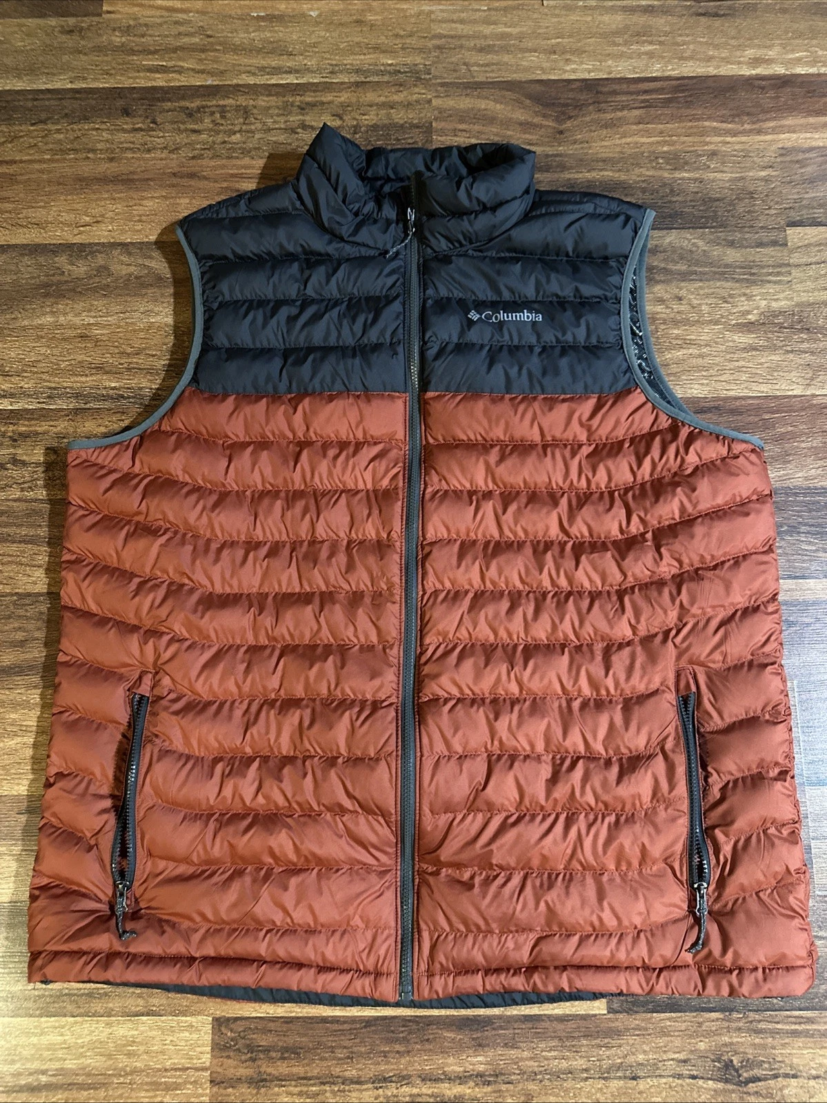 Columbia Powder Lite Omni-Heat Vest Men’s XXL Orange Gray Puffer