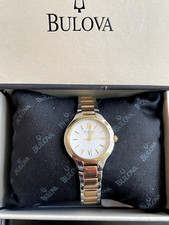 NEW Bulova Ladies 98L217 White Dial Two Tone Bracelet Quartz Watch MSRP 275