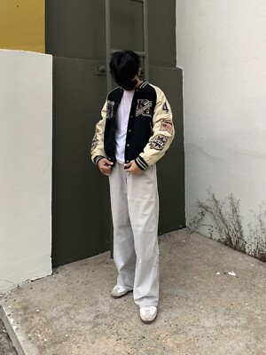 kearney house☆羊革☆ leather stadium jacket Vintage Kearney House Japan Varsity Jacket 90s Letterman