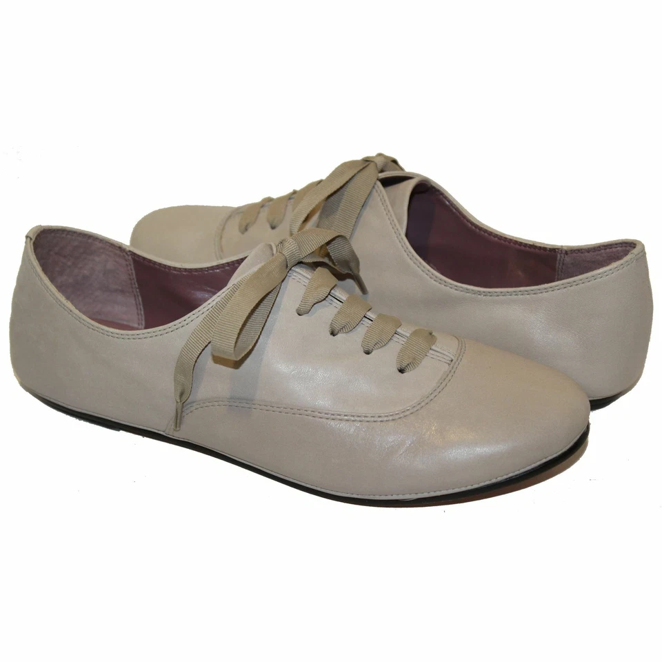 Nuevo LUJO REBEL BIRKIN Gris Cuero Con Cordones Informales Oxford Mujer Zapatos 8.5 $185 Foto 2 de 4